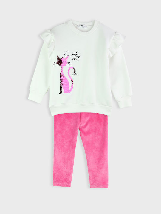 Nek Kids Wear Kinder Set mit Leggings Winter 2Stück Ecru