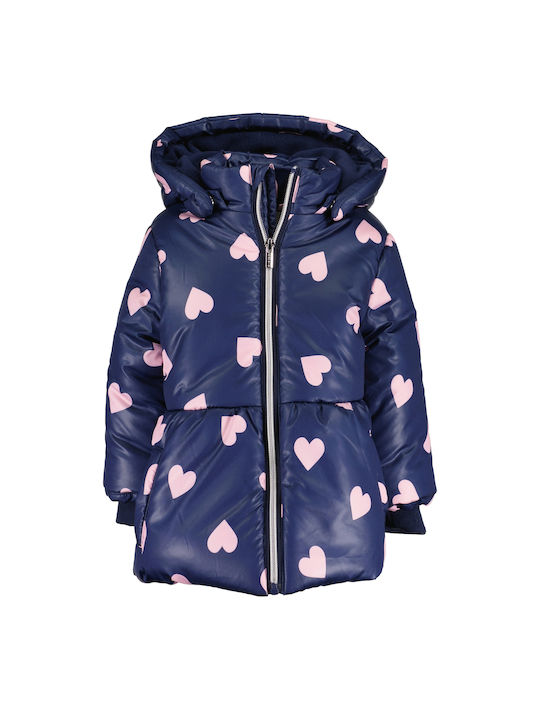 Blue Seven Girls Casual Jacket Navy Blue with Lining & Ηood