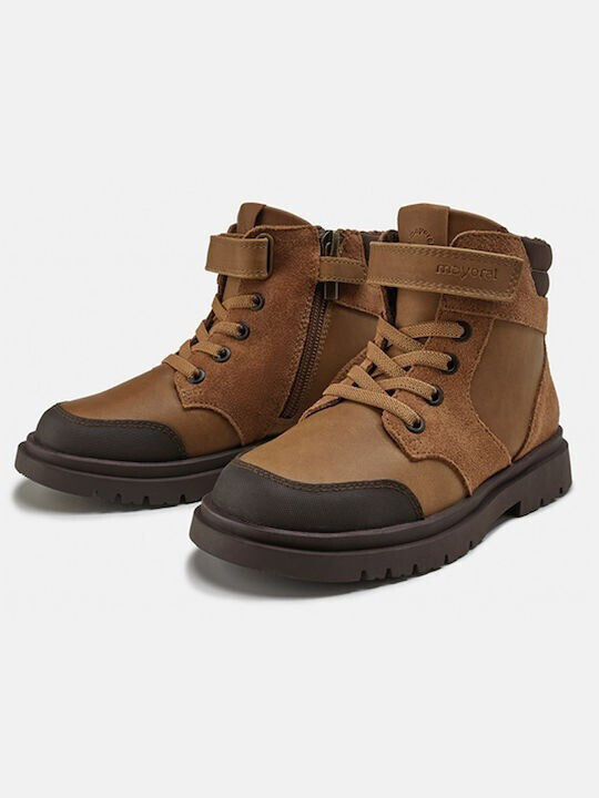 Mayoral Kids Leather Boots Brown