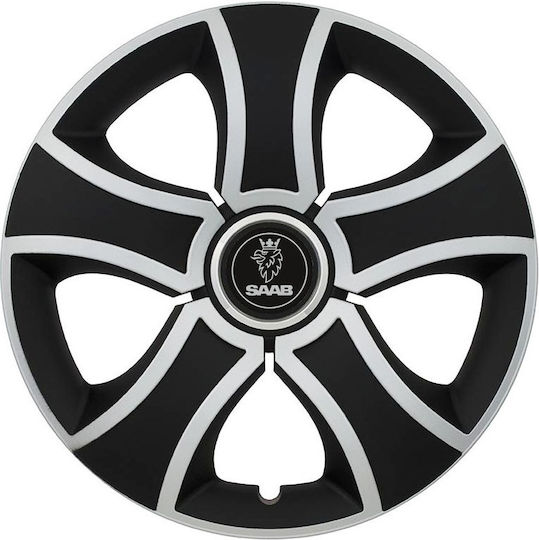 Jestic Set Capace De Roți Auto Compatibile Saab 4 Bucăți 15" Negre