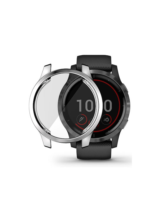 Protection Silicone Case in Silver color for Garmin Venu 2S, Vivoactive 4S