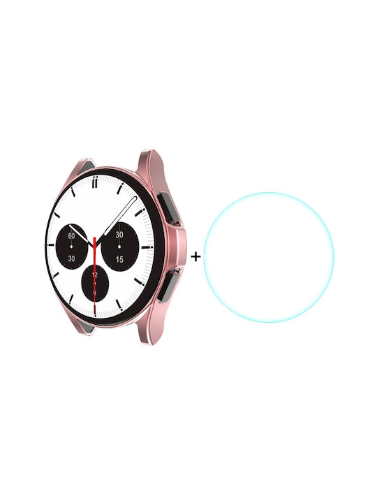 Schutz Silikonhülle mit Glas in Rosa Farbe für Huawei Watch 4 / Watch 4 ProGalaxy Watch 4 Classic 42mm
