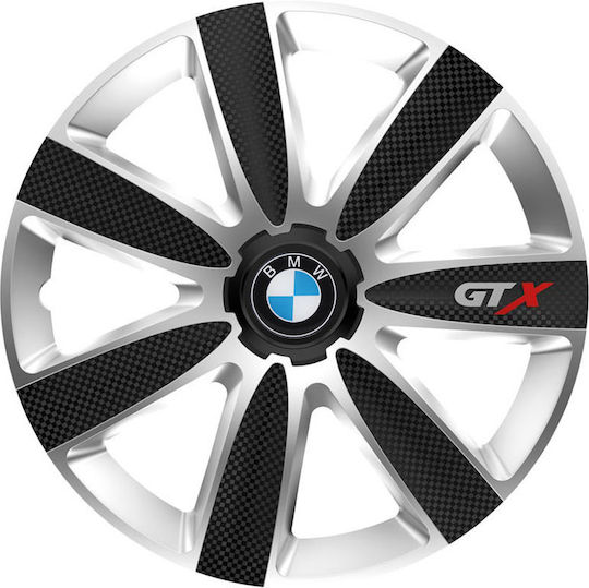 Versaco Car Hubcap Set Gtx Carbon with Bmw Emblem 15" 4pcs Black