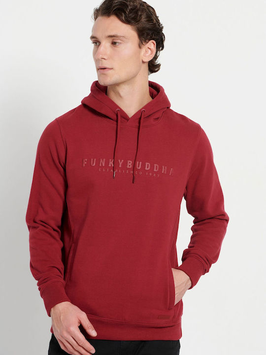 Funky Buddha Men's Sweatshirt with Hood Cranberry Red