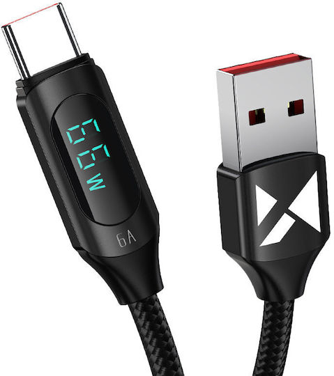 Wozinsky Braided USB 2.0 Cable USB-C Male - USB-A 66W PD Black 2m