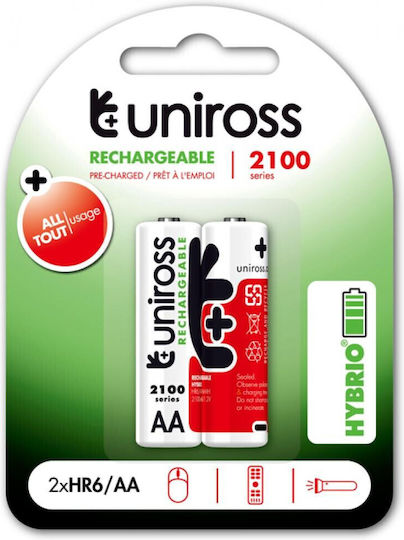 Uniross Hybrio Baterii Reîncărcabile AA Ni-MH 2100mAh 1.2V 2buc