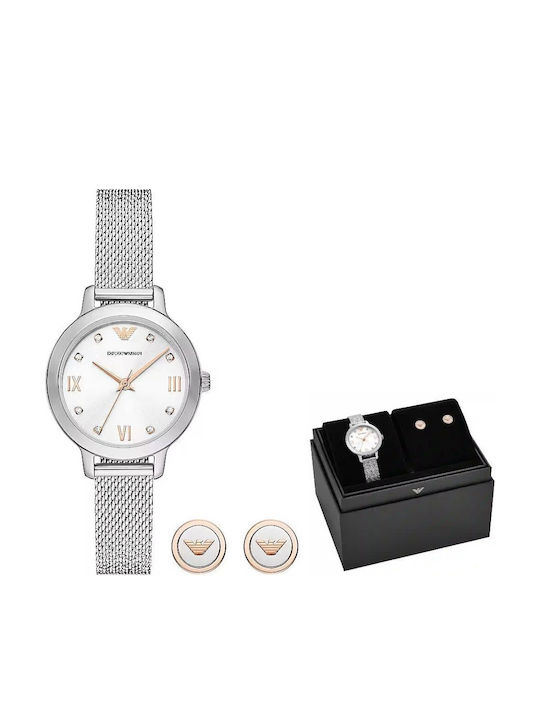Emporio Armani Cleo Γυναικείο Ρολόι 32mm Μπαταρίας με Γκρι Μεταλλικό Μπρασελέ