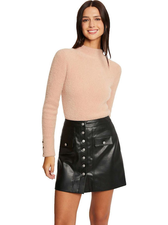 Morgan Leather High Waist Mini Skirt in Black color