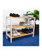 Schuhschrank aus Bambus mit 3 Regalen Blau L70xW24.5xH54.5cm