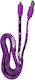 Chengxin Army Print Flat USB-A la Cablu Lightning Violet 1m