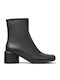 Niki Leather Women's Ankle Boots with Medium Heel Black