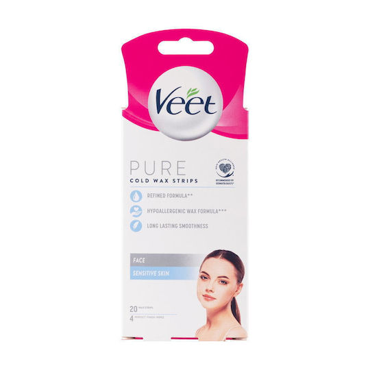Veet Pure Wax Strips for Face for Sensitive Skin 20pcs