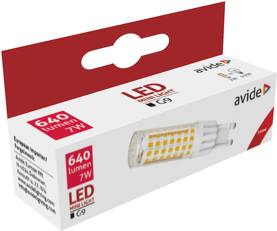 Avide ABG9WW-7W-B Λάμπα LED 7W 73mm για Ντουί G9 Θερμό Λευκό 640lm
