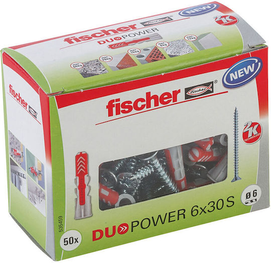 Fischer Duopower S Plastic Screw Anchor 50buc