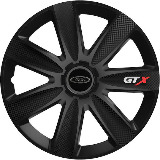Versaco Auto Radkappen Set Gtx mit Marke Auto 4Stück 14" Schwarz