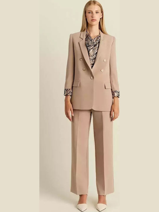 Women's Fabric Trousers Beige