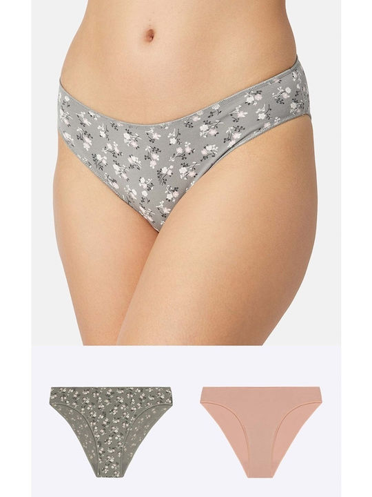 Minerva Miss Βαμβακερά Γυναικεία Slip 2Pack Γκρι