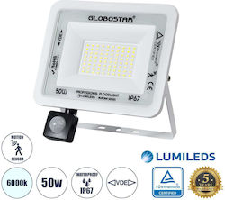 GloboStar Aurora Waterproof LED Floodlight 50W Cold White 6000K with Motion Sensor IP67