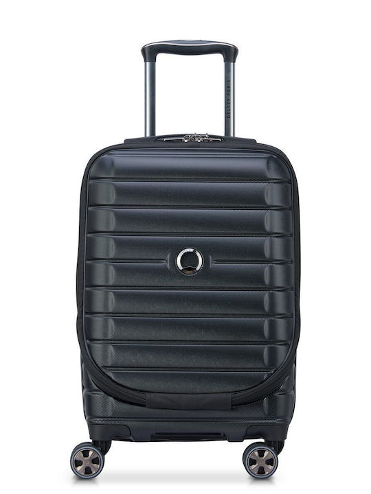 Delsey Shadow Cabin Hard Suitcase Black with 4 ...
