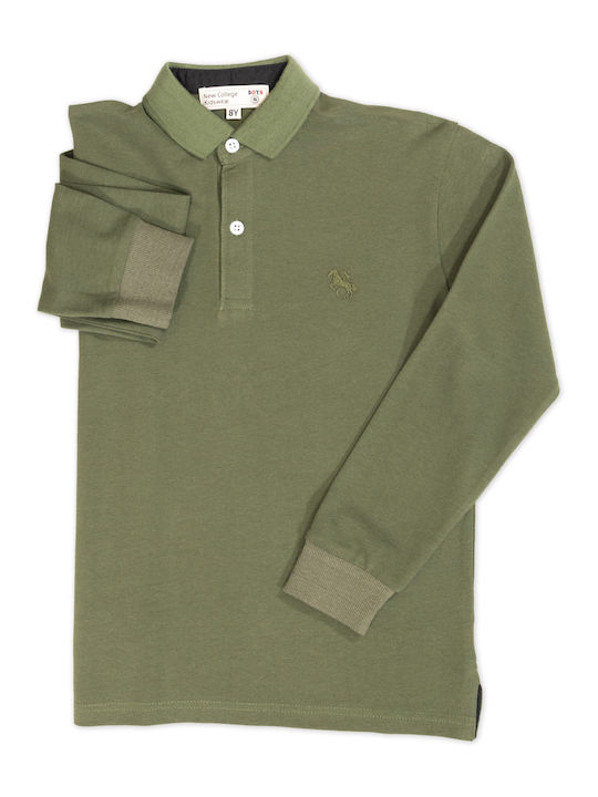 New College Kinderpolo Langarm Khaki