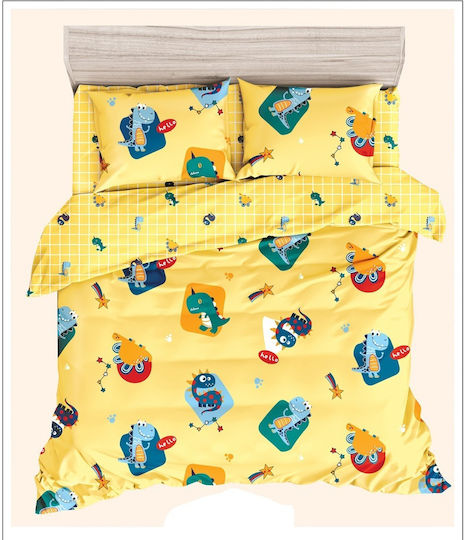 Mc Decor Set Kids Duvet Cover Single with Pillowcase Yellow 160x240cm