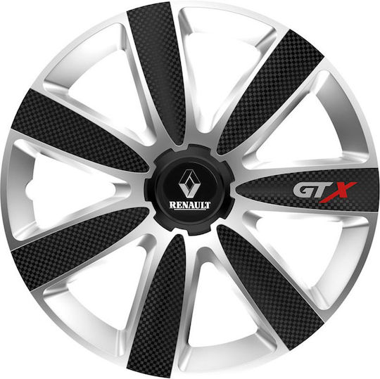 Versaco Комплект тапи за колела на автомобил Gtx с Марка Рено 4бр 16" Сребрист