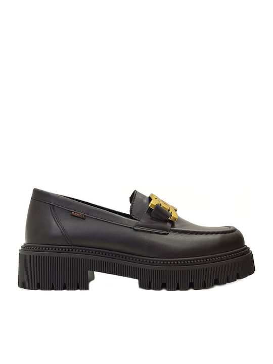 Leder Damen Loafers Black/Gold