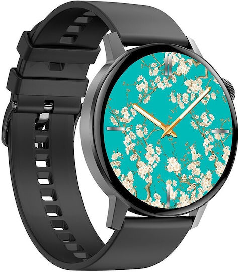NO.1 DT3 Mini Smartwatch με Παλμογράφο (Μαύρη Κάσα / Μαύρο Λουρί Σιλικόνης)