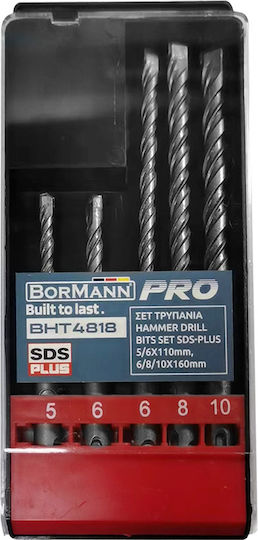 Bormann Set of 5 Four-Cut Diamond Drills with SDS Plus Shank for Masonry