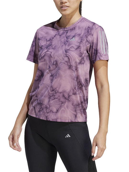 Adidas Damen Sportliche Bluse Kurzärmelig Lila