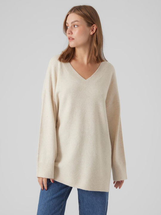 Vero Moda Women's Long Sleeve Pullover with V Neck Birch