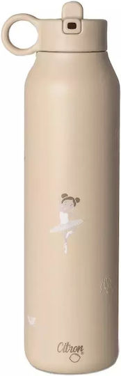 Citron Kids Water Bottle Thermos Stainless Steel with Straw Non Spill Yellow 500ml