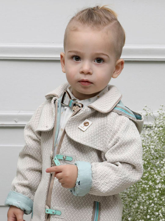 Mi Chiamo Costum de Botez pentru Băiat Ecru