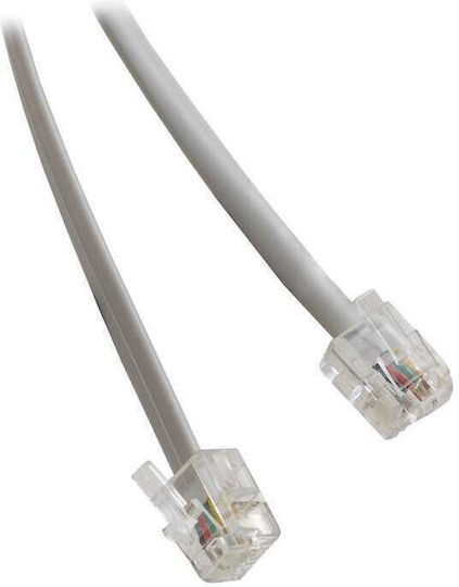 Flat Τηλεφωνικό Καλώδιο RJ11 6P4C 3m Λευκό (1215)