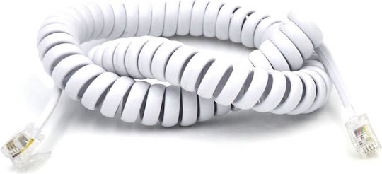 KAL Electronics Σπιράλ Τηλεφωνικό Καλώδιο RJ10 4P4C 5m Λευκό (SM135-WHITE/5M)