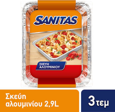 Sanitas Σκεύος μιας Χρήσης Μεσαίο Παραλληλόγραμμο 3τμχ