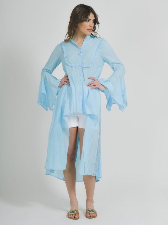 Ble Resort Collection Καφτάνι Παραλίας Ασημί
