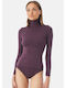 Fimelle Women's Long Sleeve Turtleneck T-Shirt Eggplant