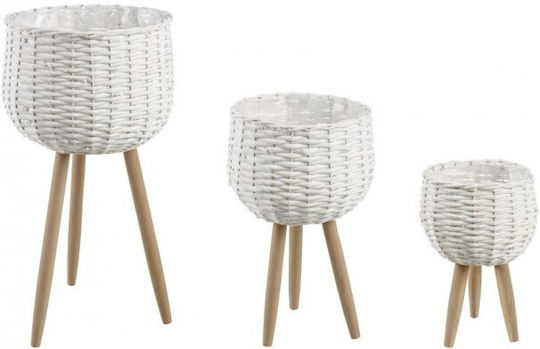 Bizzotto Wooden White Plant Pots 3 Pieces
