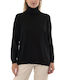 MY T Women's Long Sleeve Pullover Turtleneck Black