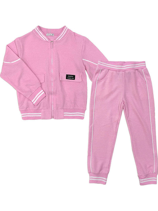 Kids Tracksuit Set With Pink Jacket 2 Pieces