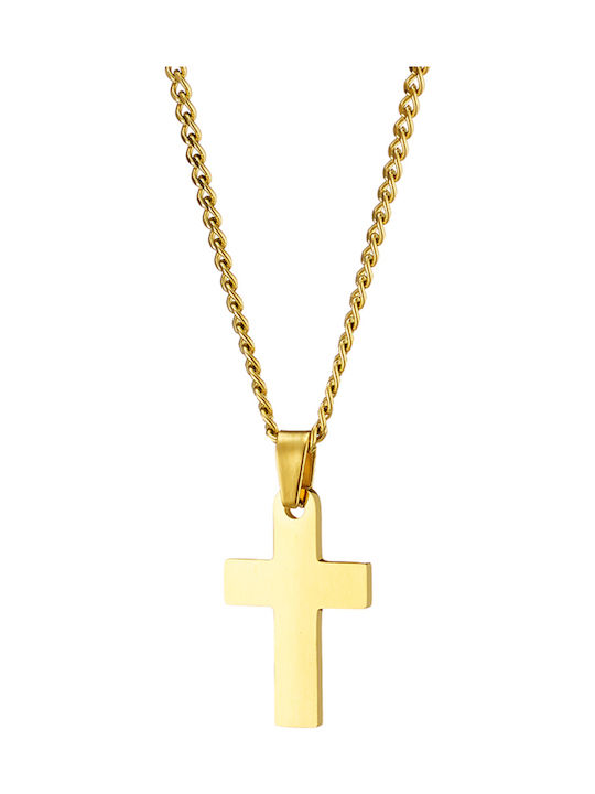 Art Men's Cross from Gold Plated Steel with Chain