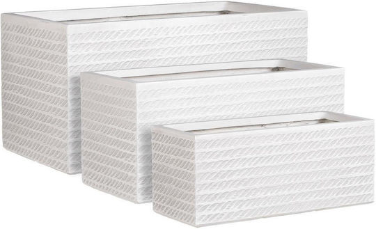 Mica Blumenkasten Keramik Weiß 55x23x23cm.