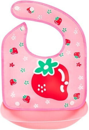 Bocioland Bib Fabric with Button & Pocket Pink