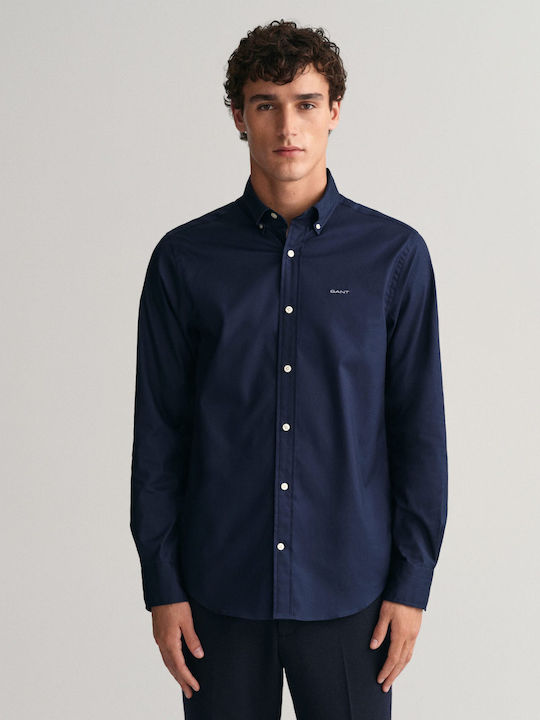 Gant Men's Shirt with Long Sleeves Navy Blue
