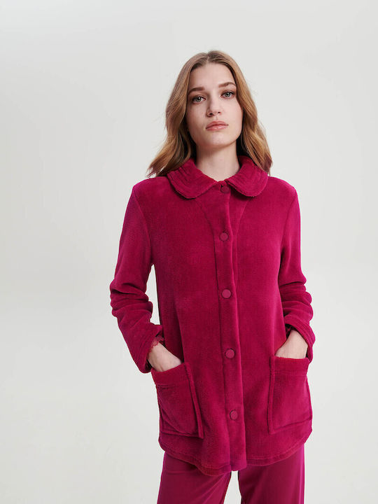 Vamp Winter Women's Fleece Robe Fuchsia