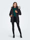 Women's Short Parka Jacket for Spring or Autumn Black