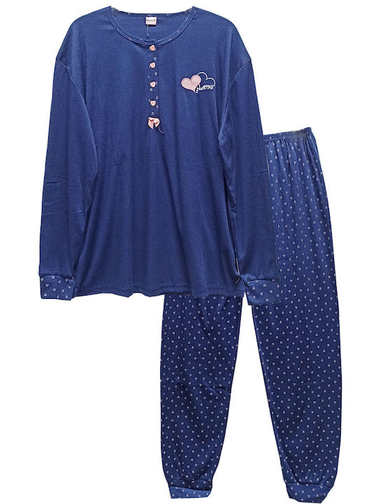 Cootaiya Winter Damen Pyjama-Set Blau