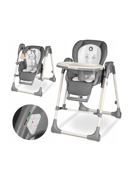 Lionelo Baby Highchair 2 in 1 with Plastic Frame & Fabric Seat Gray