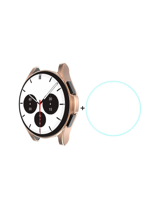 Plastic Case with Tempered Glass Rose Gold Colour for Galaxy Watch 4 Classic 46mm